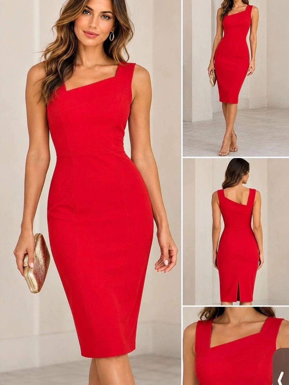 Black Halo Red Midi Dress Size 0 Like New